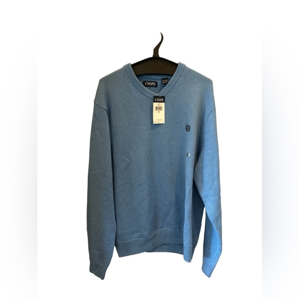 Chaps Pullover Sweater Men’s‎ XL baby Blue Cotton